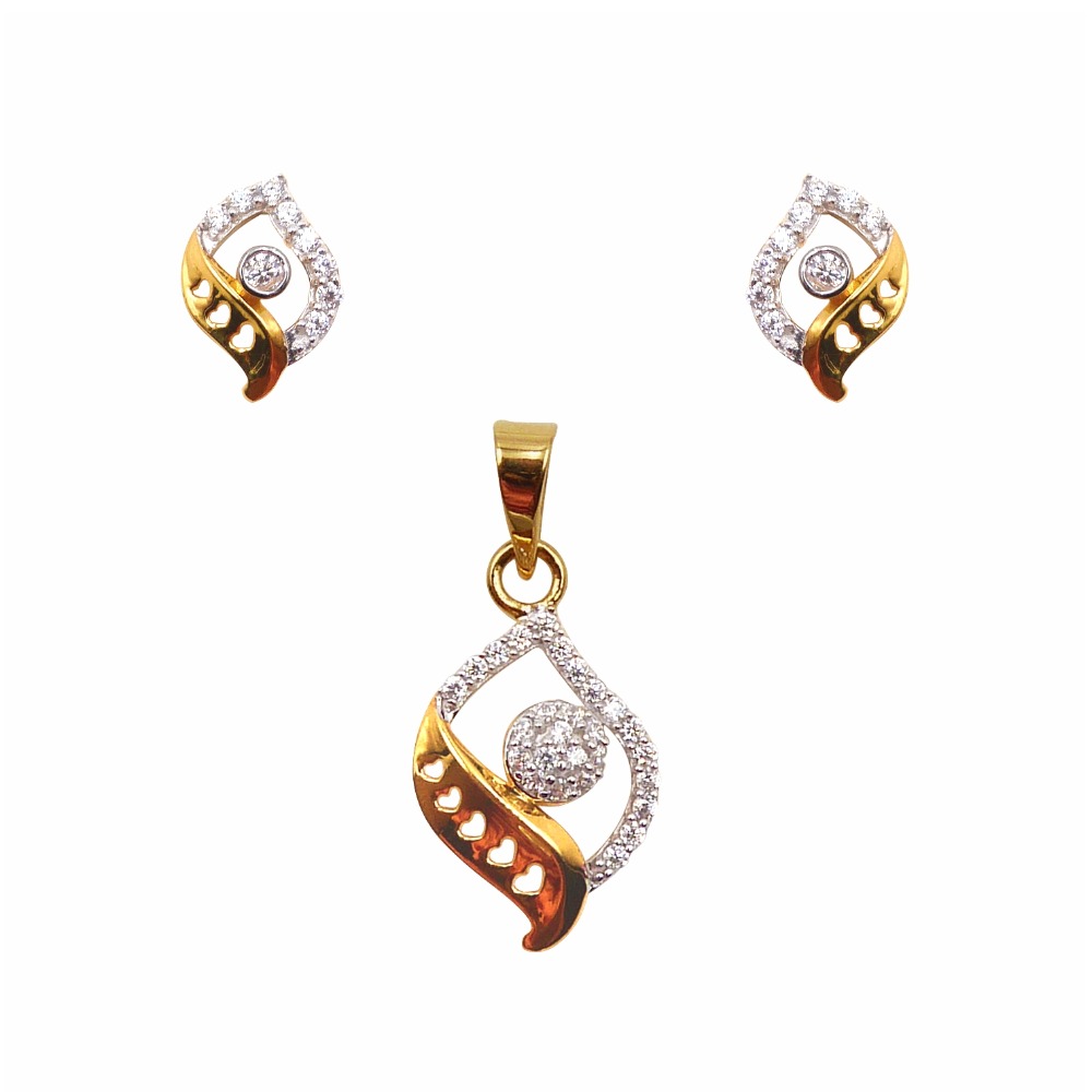 Fancy cz 22k gold pendant set