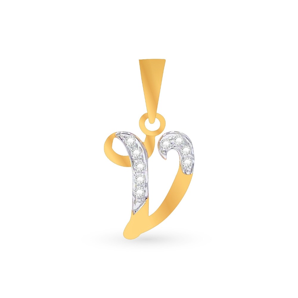 ' V ' Alphabet 18k Gold Pendant