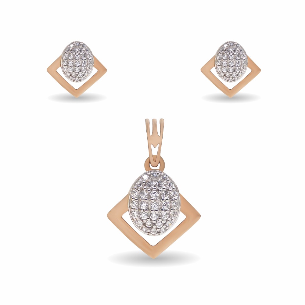 Oval Fancy 18k Rose Gold Pendant Set