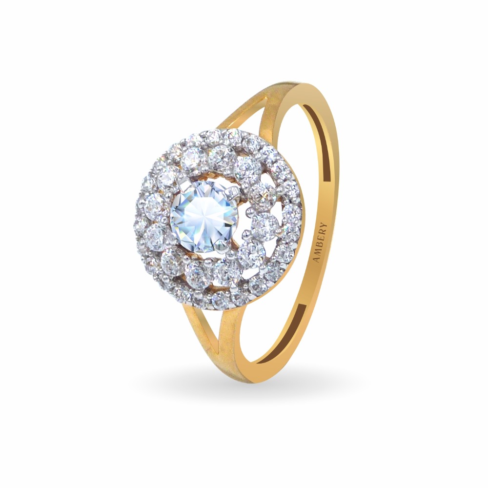 Solitaire With CZ Lady Ring 22k Gold