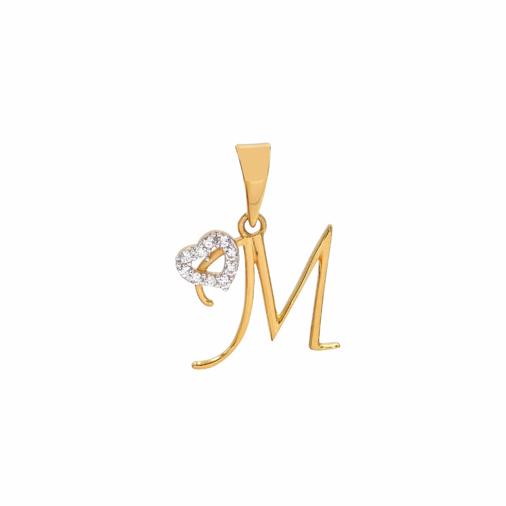 ' M ' Alphabet 18k Gold Pendant