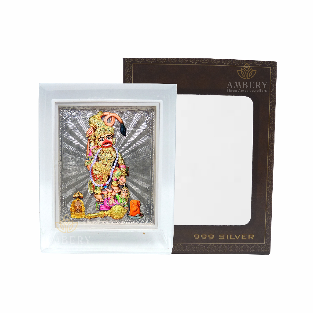 Sarangpur Hanumanji Silver Foil Frame