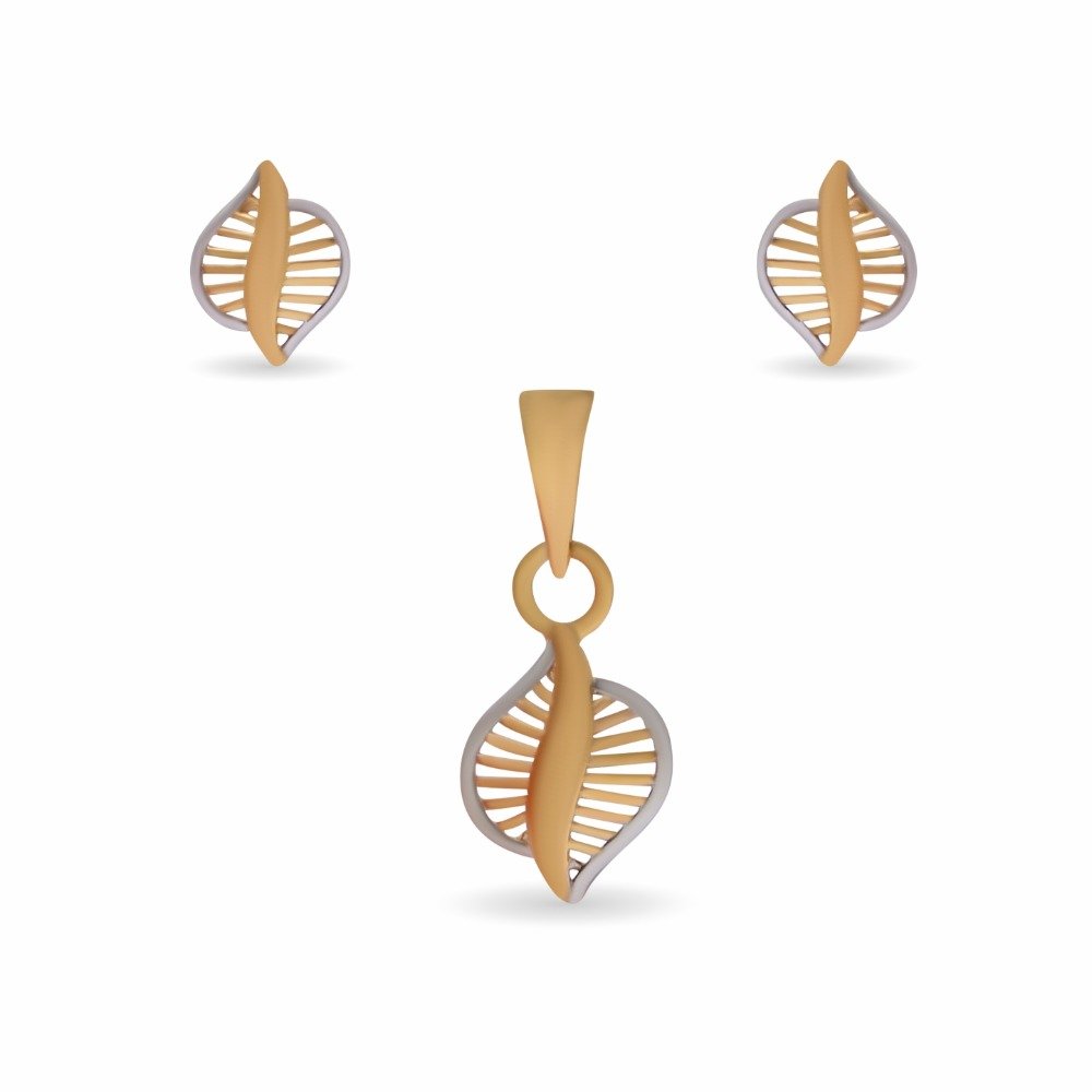 Fancy plain casting 22k gold pendant set