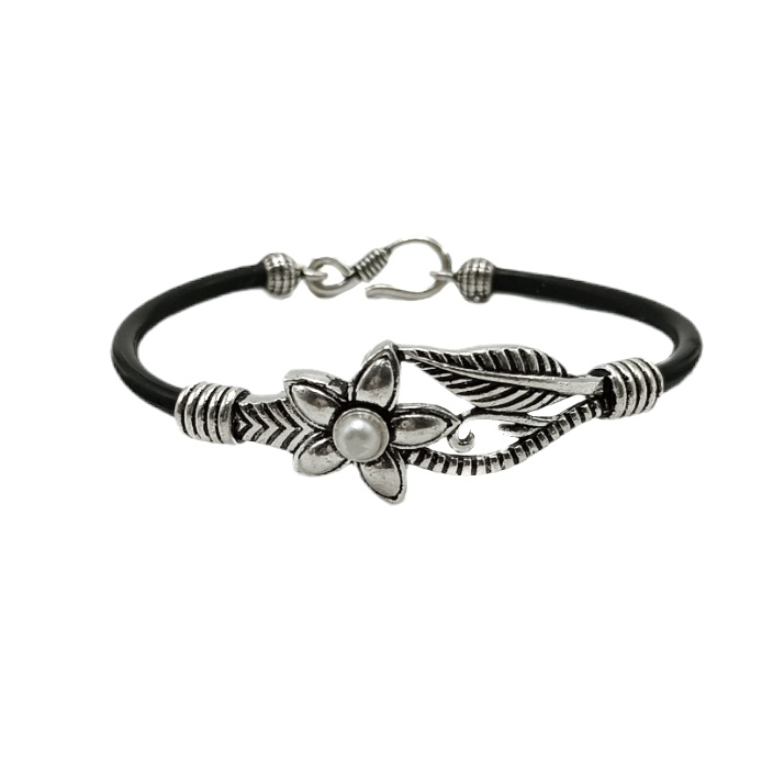 Oxodized Rubber 925 Silver Bracelet