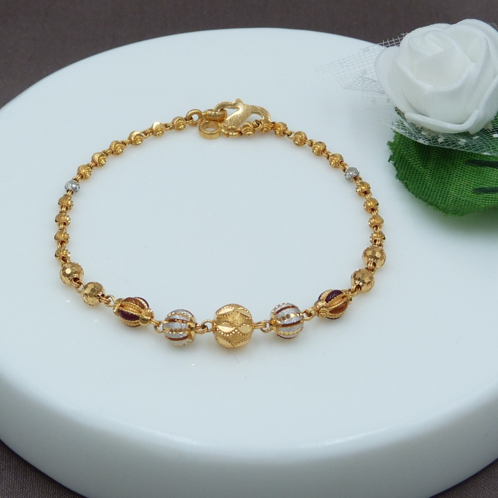 Enameled Beads Ladies Bracelet 22k Gold