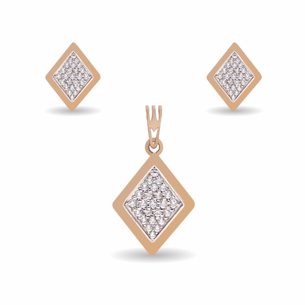 Squary Fancy 18k Rose Gold Pendant Set